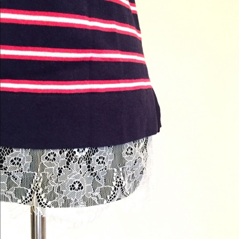 Tommy Hilfiger Striped Sweater Shell With Lace Hem - Picture 5 of 5